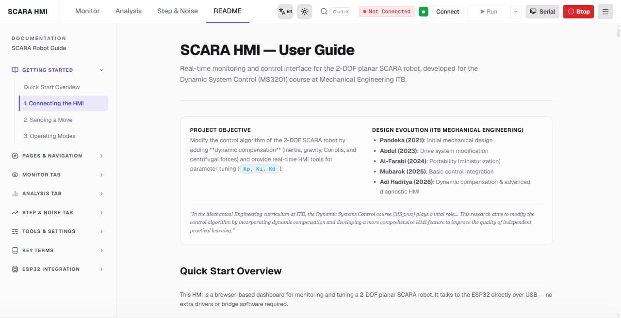 SCARA browser HMI technical user guide